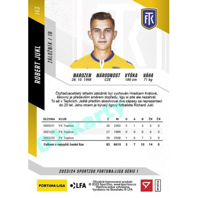 2023/24 Sportzoo Fortuna Liga 1. série #143 Robert Jukl