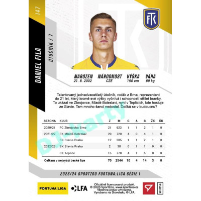 2023/24 Sportzoo Fortuna Liga 1. série #147 Daniel Fila