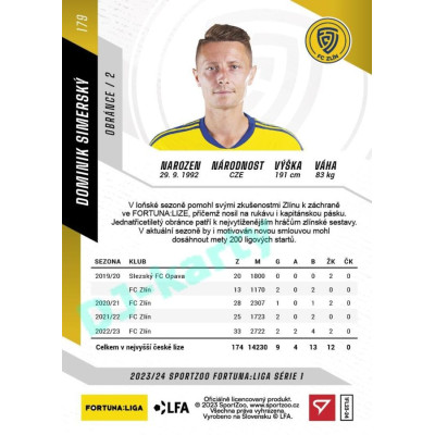 2023/24 Sportzoo Fortuna Liga 1. série #179 Dominik Simerský