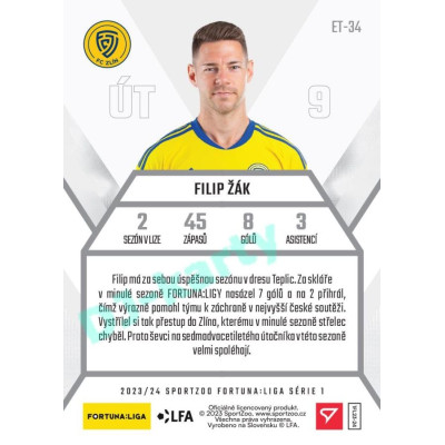 2023/24 Sportzoo Fortuna Liga 1. série #ET-34 Filip Žák Elite Team