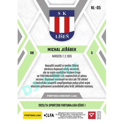 2023/24 Sportzoo Fortuna Liga 1. série #NL-05 Michal Jeřábek F:NL Plymakers