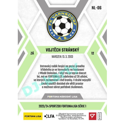 2023/24 Sportzoo Fortuna Liga 1. série #NL-06 Vojtěch Stránský F:NL Plymakers