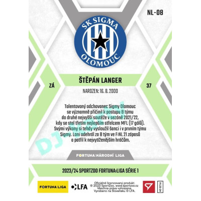 2023/24 Sportzoo Fortuna Liga 1. série #NL-08 Štěpán Langer F:NL Plymakers