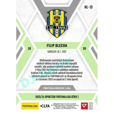 2023/24 Sportzoo Fortuna Liga 1. série #NL-13 Filip Blecha F:NL Plymakers