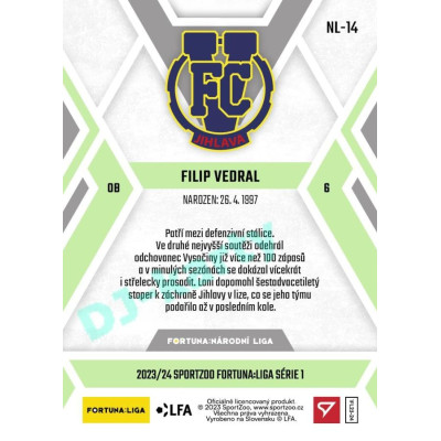 2023/24 Sportzoo Fortuna Liga 1. série #NL-14 Filip Vedral F:NL Plymakers