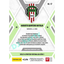 2023/24 Sportzoo Fortuna Liga 1. série #NL-17 Augusto Quintero Batioja F:NL Plymakers