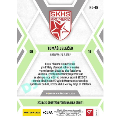 2023/24 Sportzoo Fortuna Liga 1. série #NL-18 Tomáš Jeleček F:NL Plymakers