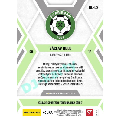 2023/24 Sportzoo Fortuna Liga 1. série #NL-02 Václav Dudl F:NL Plymakers