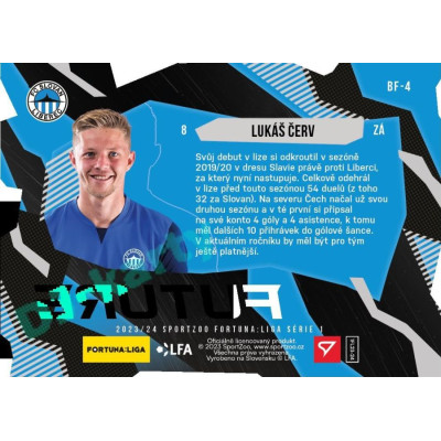 2023/24 Sportzoo Fortuna Liga 1. série #BF-4 Lukáš Červ Bright Future Die Cut Limited xx/75
