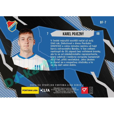 2023/24 Sportzoo Fortuna Liga 1. série #BF-7 Karel Pojezný Bright Future Limited 1of130