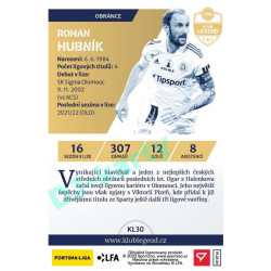 2023/24 Sportzoo Fortuna Liga 1. série #KL30 Roman Hubník Klub Legend Limited xxx/130