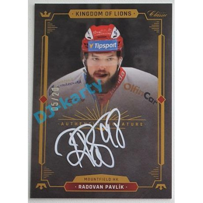 2021 OFS Kingdom of Lions Radovan Pavlík #A21 05/20 Authentic Signature WHITE