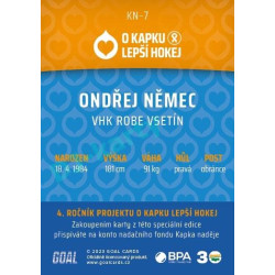 2022/23 Goal cards Chance Liga O kapku lepší hokej #KN-07 Ondřej Němec
