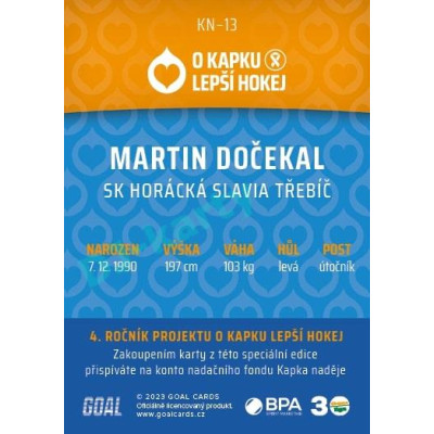2022/23 Goal cards Chance Liga O kapku lepší hokej #KN-13 Martin Dočekal