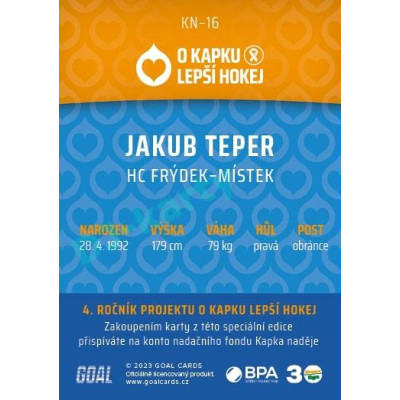 2022/23 Goal cards Chance Liga O kapku lepší hokej #KN-16 Jakub Teper