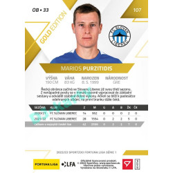 2022/23 Sportzoo Fortuna Liga 1. série #107 Marios Purzitidis Gold xx/99