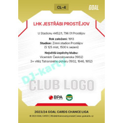 2023/24 Goal cards Chance Liga 1. série #CL-04 LHK JESTŘÁBI PROSTĚJOV Club Logo