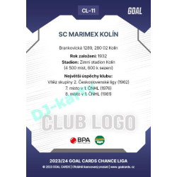 2023/24 Goal cards Chance Liga 1. série #CL-11 SC MARIMEX KOLÍN Club Logo