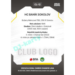 2023/24 Goal cards Chance Liga 1. série #CL-12 HC BANÍK SOKOLOV Club Logo