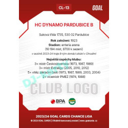 2023/24 Goal cards Chance Liga 1. série #CL-13 HC DYNAMO PARDUBICE B Club Logo