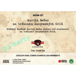 2023/24 Goal cards Chance Liga 2. série #MOM-07 Martin Nečas na tréninku Znojemských Orlů Moments