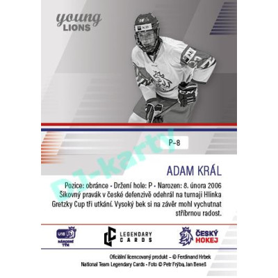 2023/24 Legendary Cards Hlinka Gretzky Cup Young Lions #P-08 Adam Král Portréty