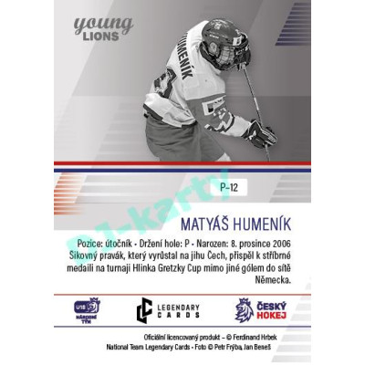 2023/24 Legendary Cards Hlinka Gretzky Cup Young Lions #P-12 Matyáš Humeník Portréty