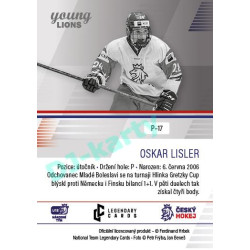 2023/24 Legendary Cards Hlinka Gretzky Cup Young Lions #P-17 Oskar Lisler Portréty