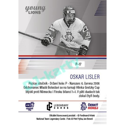 2023/24 Legendary Cards Hlinka Gretzky Cup Young Lions #P-17 Oskar Lisler Portréty