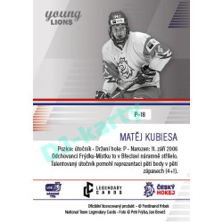 2023/24 Legendary Cards Hlinka Gretzky Cup Young Lions #P-18 Matěj Kubiesa Portréty