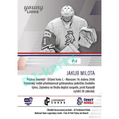 2023/24 Legendary Cards Hlinka Gretzky Cup Young Lions #P-02 Jakub Milota Portréty