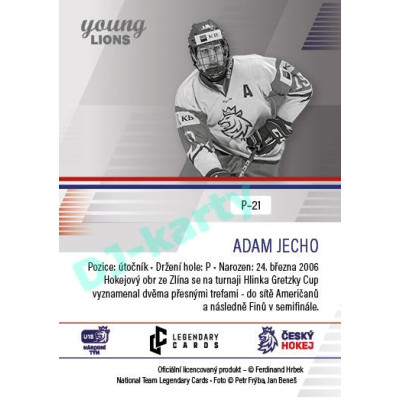 2023/24 Legendary Cards Hlinka Gretzky Cup Young Lions #P-21 Adam Jecho Portréty