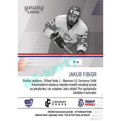 2023/24 Legendary Cards Hlinka Gretzky Cup Young Lions #P-04 Jakub Fibigr Portréty
