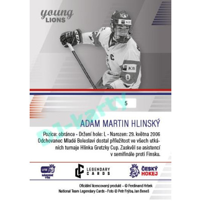 2023/24 Legendary Cards Hlinka Gretzky Cup Young Lions #05 Adam Martin Hlinský