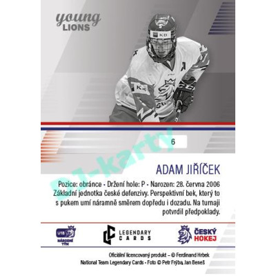 2023/24 Legendary Cards Hlinka Gretzky Cup Young Lions #06 Adam Jiříček