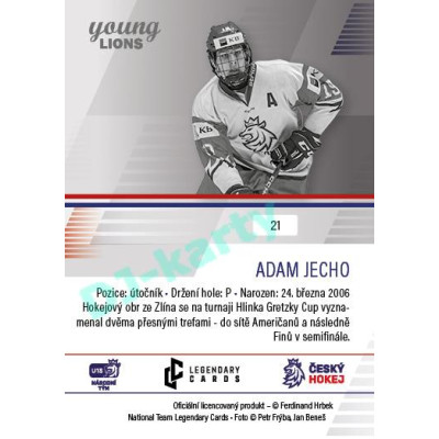 2023/24 Legendary Cards Hlinka Gretzky Cup Young Lions #21 Adam Jecho