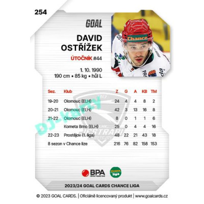 2023/24 Goal cards Chance Liga 2. série #254 David Ostřížek