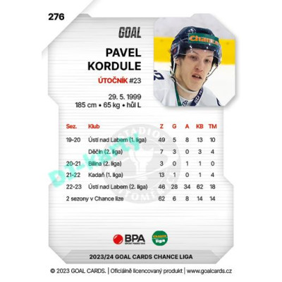 2023/24 Goal cards Chance Liga 2. série #276 Pavel Kordule