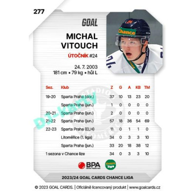 2023/24 Goal cards Chance Liga 2. série #277 Michal Vitouch
