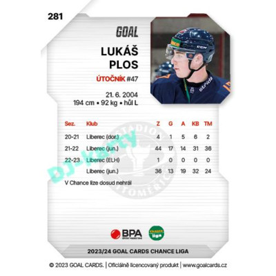 2023/24 Goal cards Chance Liga 2. série #281 Lukáš Plos