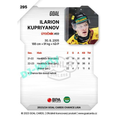 2023/24 Goal cards Chance Liga 2. série #295 Ilarion Kupriyanov