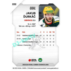 2023/24 Goal cards Chance Liga 2. série #222 Jakub Ďurkáč