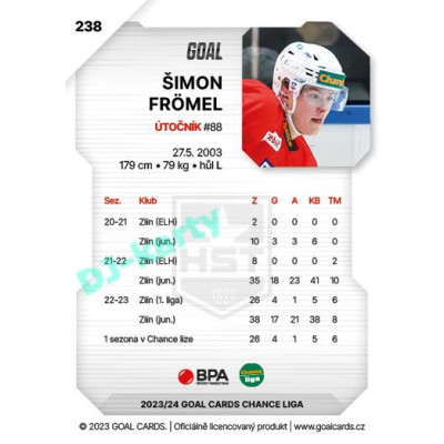 2023/24 Goal cards Chance Liga 2. série #238 Šimon Frömel