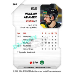 2023/24 Goal cards Chance Liga 2. série #362 Václav Adamec