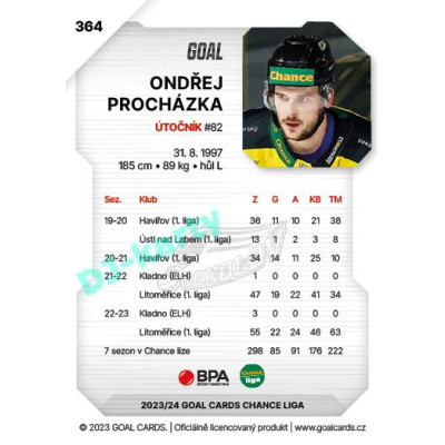 2023/24 Goal cards Chance Liga 2. série #364 Ondřej Procházka