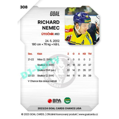 2023/24 Goal cards Chance Liga 2. série #308 Richard Němec