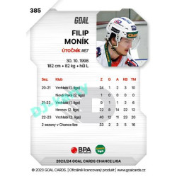 2023/24 Goal cards Chance Liga 2. série #385 Filip Moník