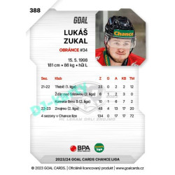 2023/24 Goal cards Chance Liga 2. série #388 Lukáš Zukal