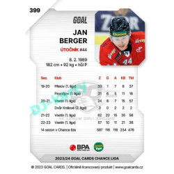 2023/24 Goal cards Chance Liga 2. série #399 Jan Berger