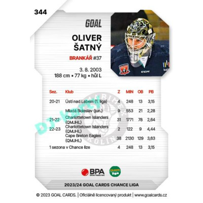 2023/24 Goal cards Chance Liga 2. série #344 Oliver Šatný